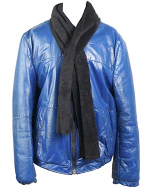 Blue Zip Down Not So Stylish Leather Jacket