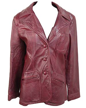 Red Button Down Stylish Leather Jacket